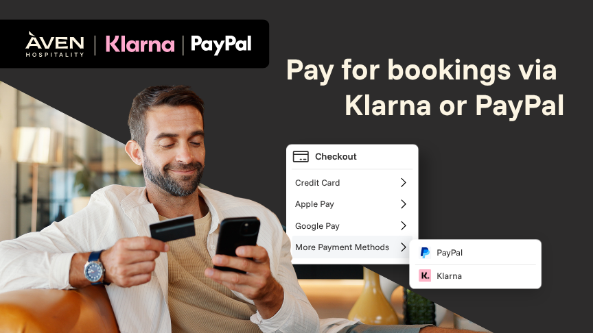 Pay for bookings via Klarna or PayPal - Aven Hospitality